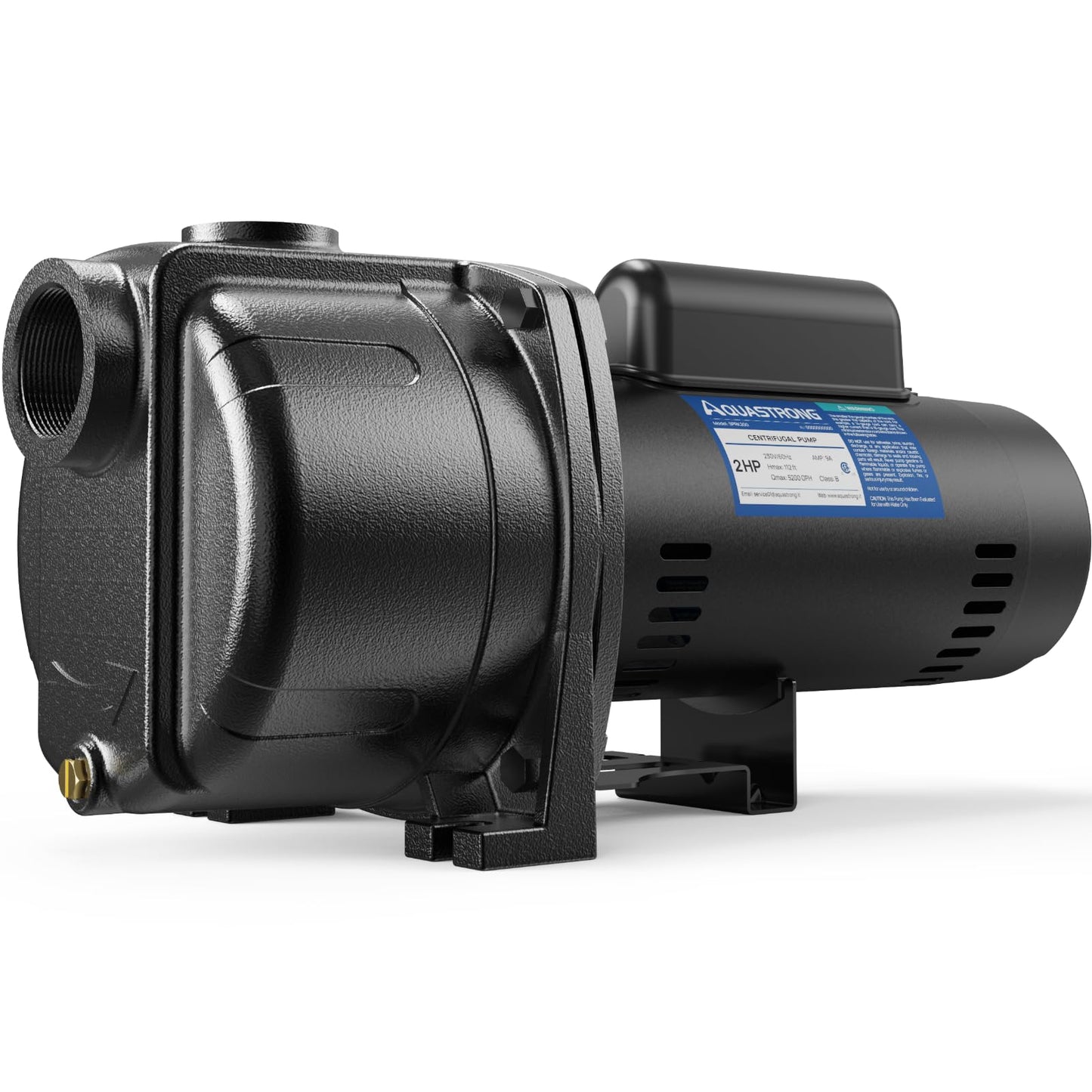 AQUASTRONG 2 HP Shallow Well Jet/Centrifugal Pump, 5200 GPH, 230V, Durable Cast Iron Booster Pump for Lawn Sprinkler, Garden Irrigation