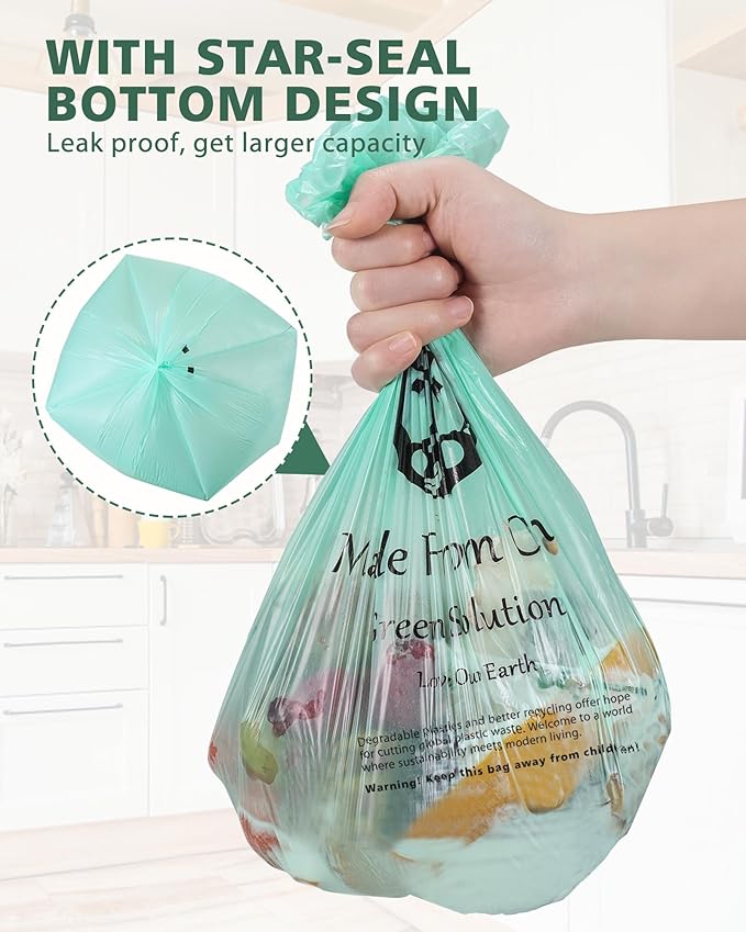 AYOTEE 150 Count Compostable Trash Bags 1.2 Gallon Small Trash Bags, Small Compost Bags for Countertop Bin, Unscented Biodegradable Trash Bags Small Garbage Bags for Bathroom Home Kitchen Office