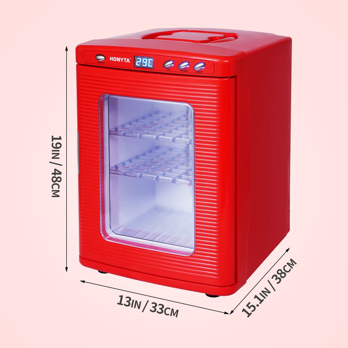 RYFT Incubators for Hatching Eggs, 25L Portable Reptile Scientific Lab Incubator with 5°C-60°C, 12V/110V Heating and Cooling for Small Reptiles (Red)