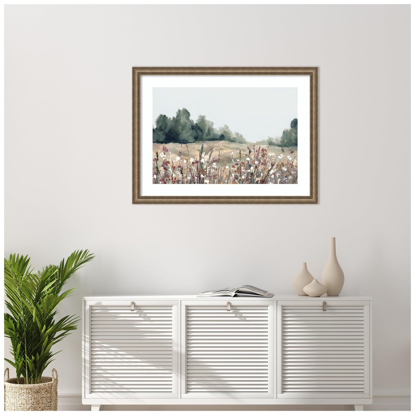 Amanti Art Framed Wall Art Print 32x43 Muted Meadows by Hannah Dawson, Landscapes Wall Art, Rustic Farmhouse Decor, X-Large Poster Painting Artwork for Living Room, Bedroom, Bathroom, Kitchen, Office