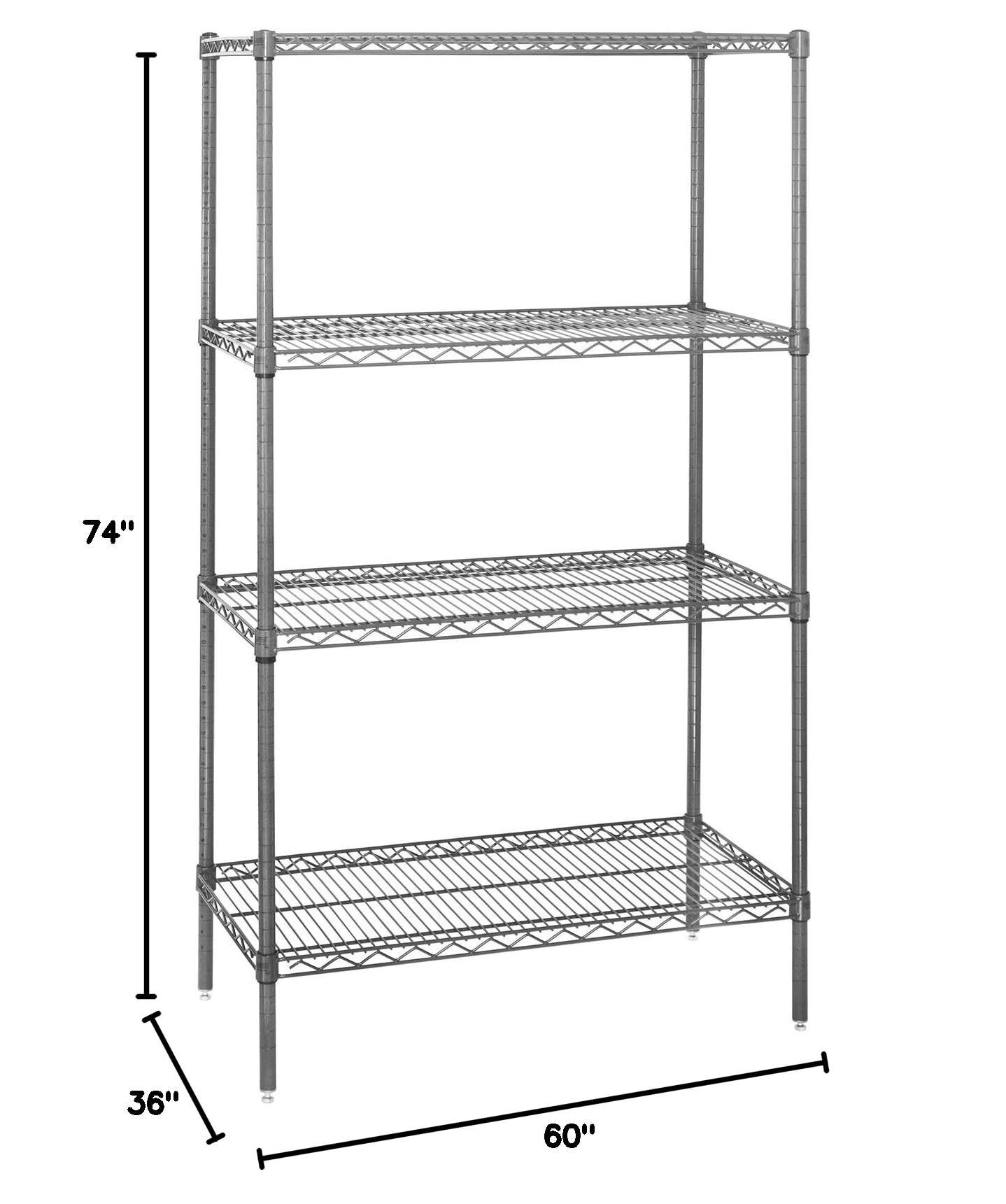 Aviditi 4-Shelf Adjustable Wire Shelving Unit, 60 x 36 x 74 Inches, (650 LBS Loading Capacity Per Shelf), for Kitchens, Pantries, Restaurants and Garage Storage (1 Unit)