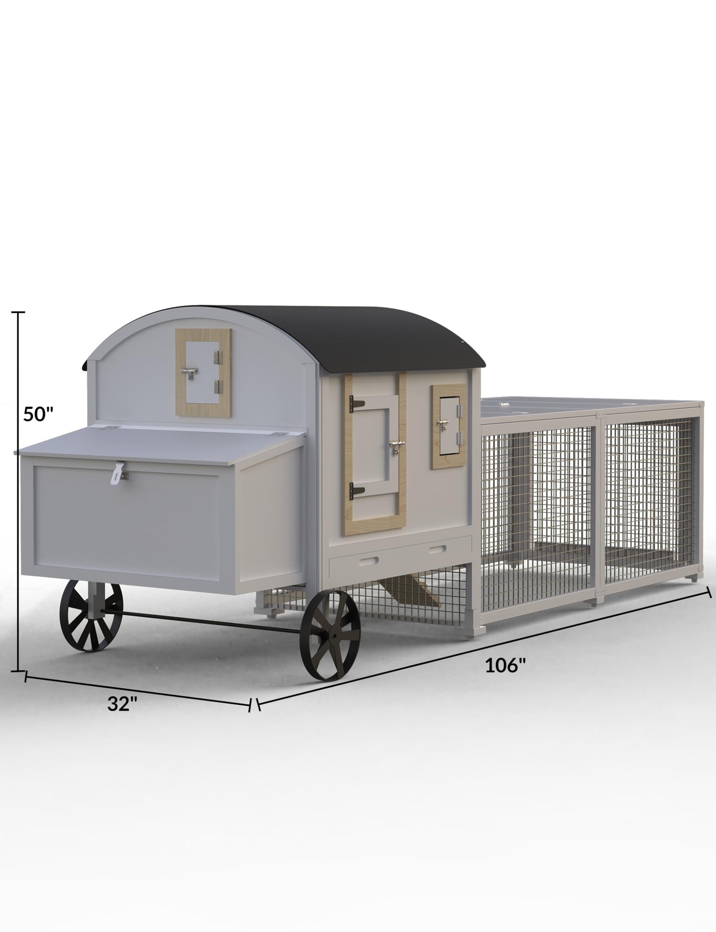 Hipicute Indoor and Outdoor Rabbit Hutch, Rabbit Cage, Chicken Coop Small Animal Pen and Hutch with Anti-UV Waterproof Roof, No Leak Pull Out Tray, Run and Ramp, 106in, White