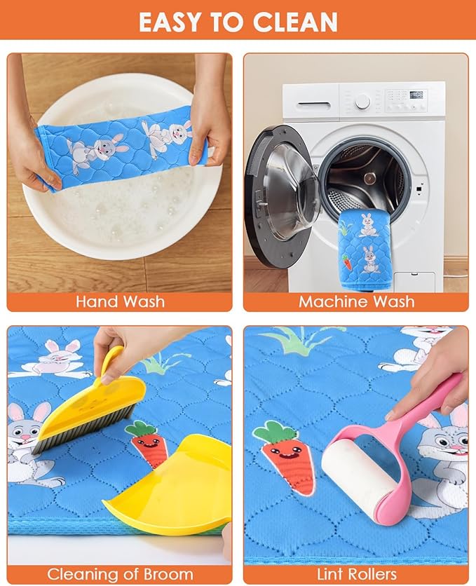 Bissap 2 Packs Guinea Pig Cage Liners, 18''X24'' Washable Guinea Pig Pee Pads Non Slip Reusable Fast and Super Absorbent Bedding for Small Animals Rabbit Hamster Chinchillas Rat - Blue