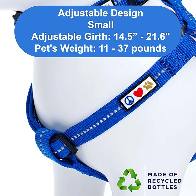 Pawtitas Recycled Dog Harness with Reflective Stitched a Puppy Harness Made from Plastic Bottles Collected from Oceans Small Blue Ocean