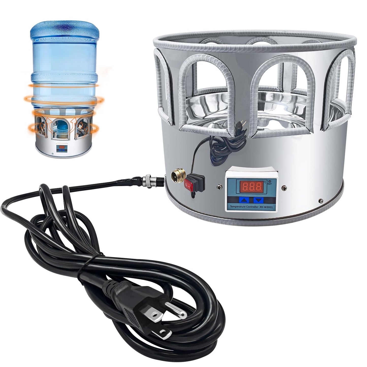 Heated Chicken Waterer - 5 Gallon Metal Base With Temperature Indicator for Winter - For Chickens, Ducks, Pigeons (Does Not Contain Buckets)