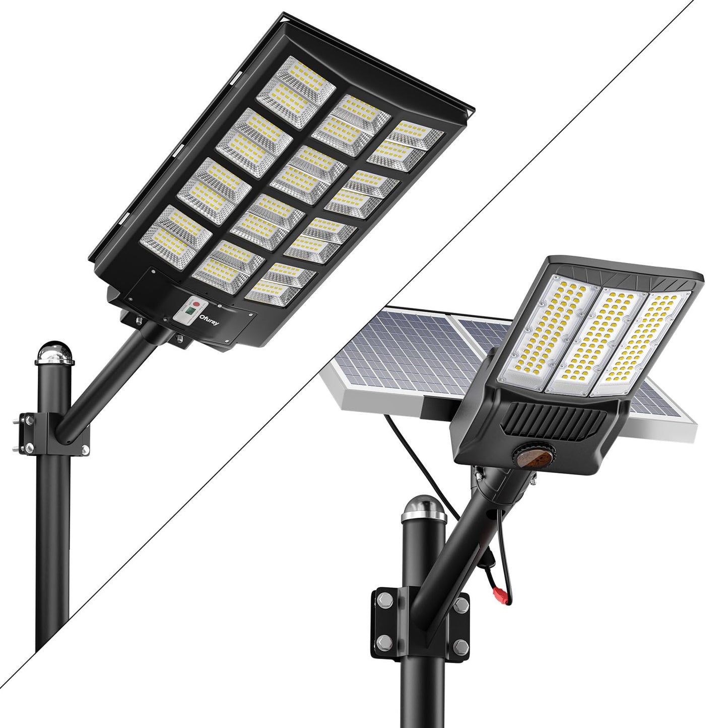Ofuray Of-9800W and Of-5600W Solar Street Light Outdoor Waterproof,Solar Parking Lot Lights Commercial Dusk to Dawn, 6500k IP67 Street Led with Remote Control for Street,Court,Barn