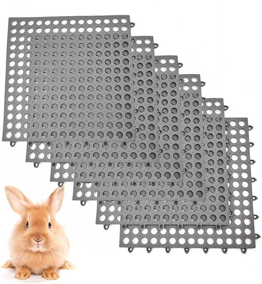 BNOSDM Rabbit Feet Pad 6 Pcs Rabbit Cage Mat Floor Plastic Bunny Resting Mat with Hole for Guinea Pig Chinchilla Ferret Small Animal (Gray)