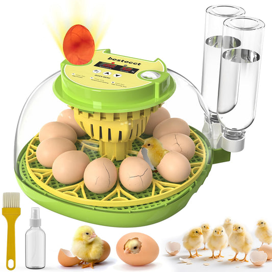 2025 Upgraded Incubators for Hatching Eggs,12 Egg Incubator with Automatic Turning and Humidity Control,Egg Candler,Air Vent,360° Viewing for Chicken,Quail Eggs,Ideal for Farm,Classroom,Home