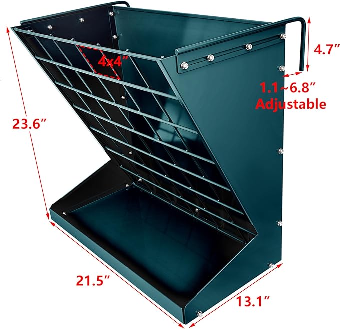 Wall Mount Hay Rack, Heavy-Duty Galvanized Metal 2 in 1 Hay and Grain Feeder, Livestock Feeder with Adjustable Distance, Hay Feeder for Goats, Sheep, Horse