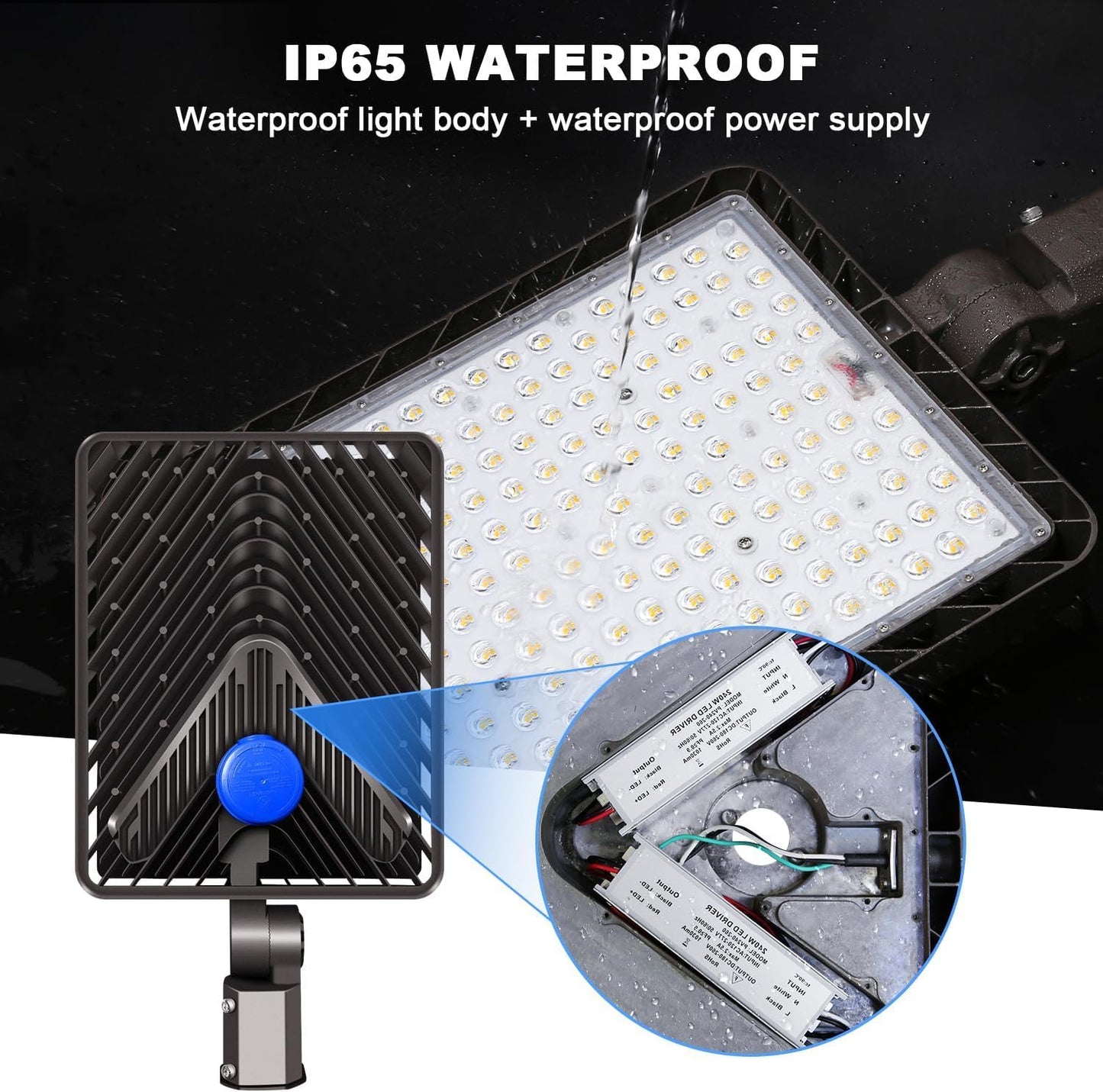 Juyace 480W LED Parking Lot Light Slip Fitter Mount Dusk to Dawn Outdoor Lighting Exterior Flood Commercial Outside IP65 Waterproof 100-277V Security 2 Pack