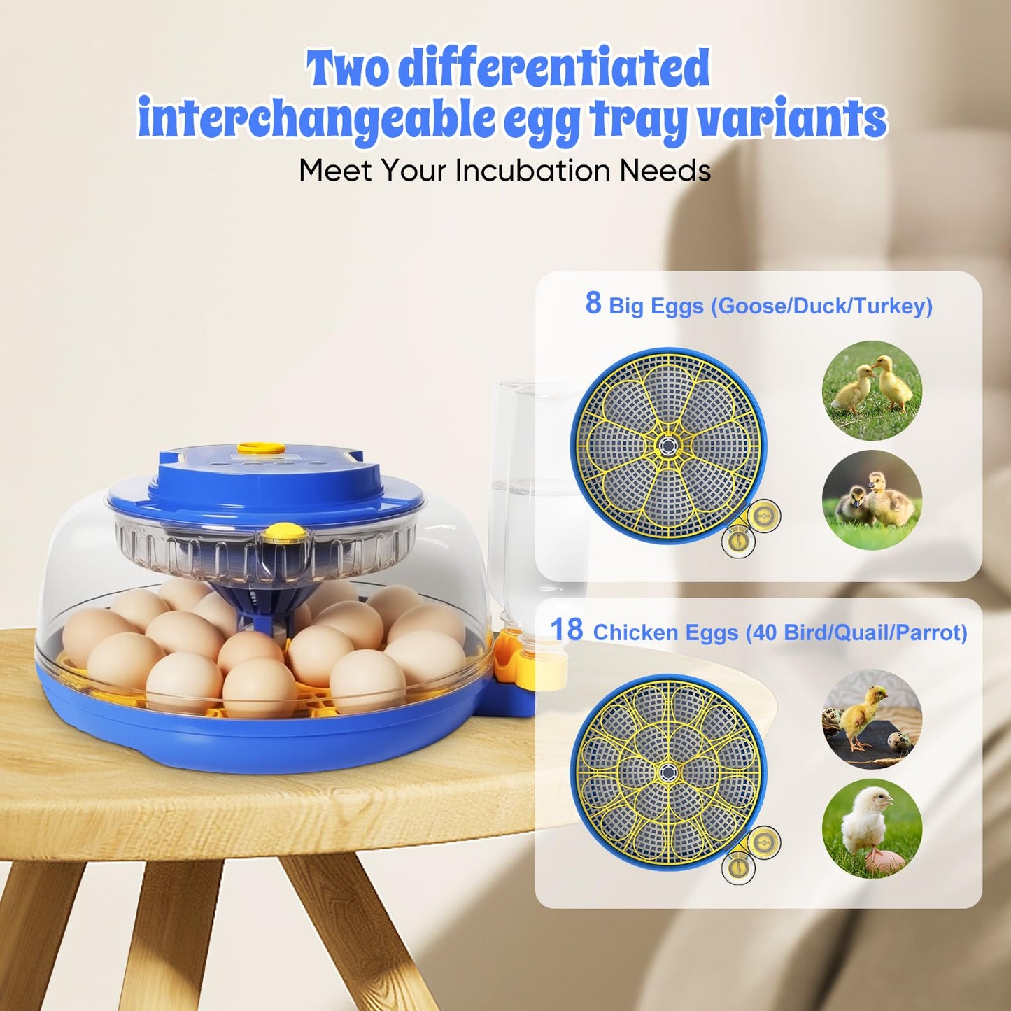 18 Egg Incubators for Hatching Eggs,Egg Incubator with Precise Humidity & Temperature Control,Incubators for Auto Egg Turning,Auto Water Add,Egg Candler,Applicable to Chicken,Goose,Duck,Quail