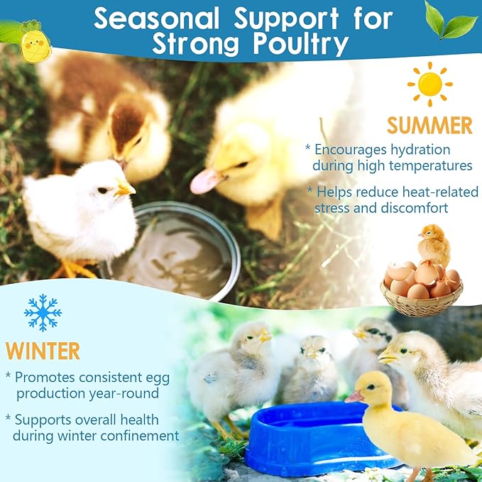 Chicken Electrolytes for Water, Electrolyte & Vitamin Supplement for Poultry, Chicks, Ducks, Turkeys, Support Hydration, Stress Recovery, Immunity, Backyard Chicken Essential, 10oz Makes 140 Gallons