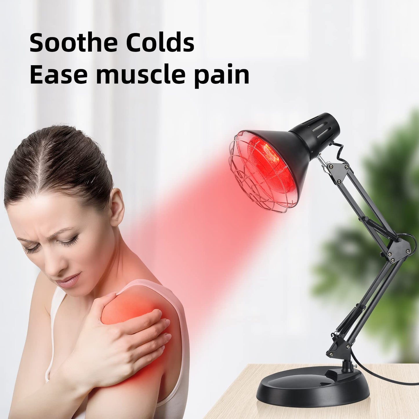 Okyna Infrared Red Light Therapy with Sturdy Base, Heat Lamp Device with 150W Bulb, Adjustable Near Infrared Light Heat Lamp Set for Body Neck Shoulder Joints Back Pain Relief