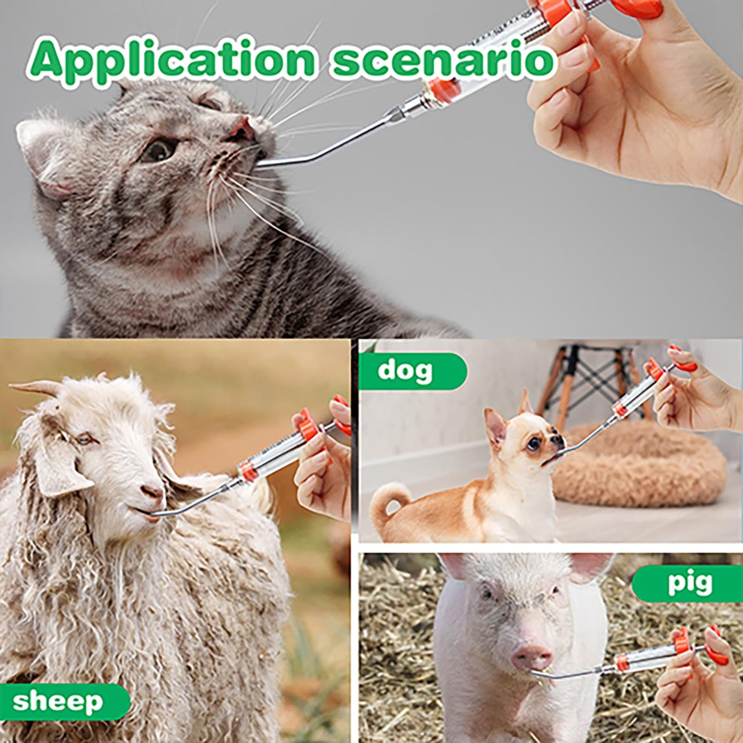 2 Pieces Goat Syringe with 4 Drench Nozzle Adjustable Dosage ,Reusable Drench Syringe for Sheep ,Dog,Goat,Pig, Cat Feeding Supplies(20ML)