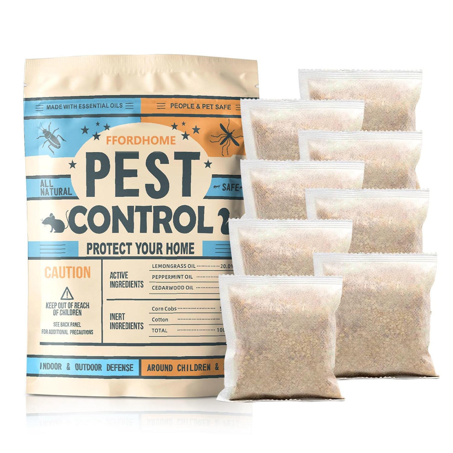 FfordHome Pest Control Pouches Mosquito Repellent Mice, Rats, Ants, Cockroaches, Moths, and Other pests Peppermint Oil Mouse Repellentrat Repellent for House(8p)