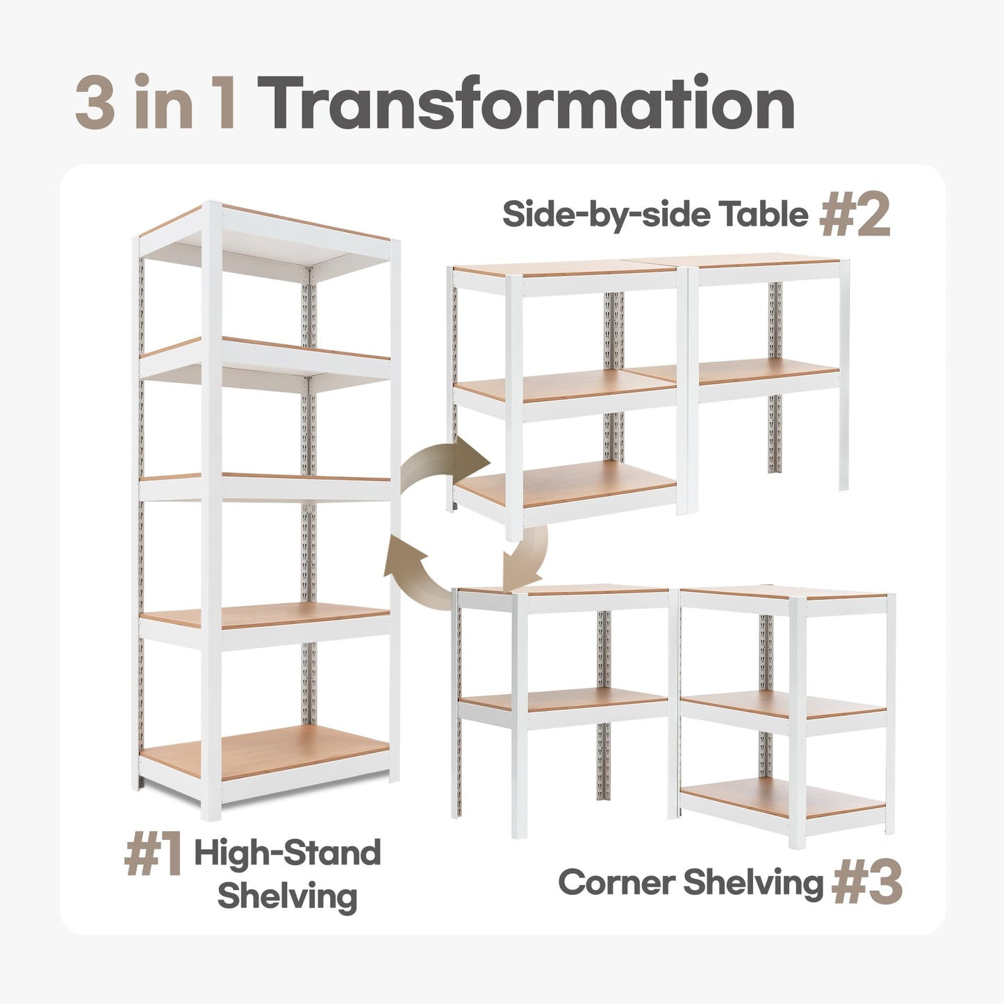 HOMEDANT House 5 Tier 24.1" W Laminated Metal Shelving Unit Adjustable Storage Utility Rack Heavy Duty Shelves Organization Multipurpose Shelf Kitchen Garage Pantry Closet 1 Pack