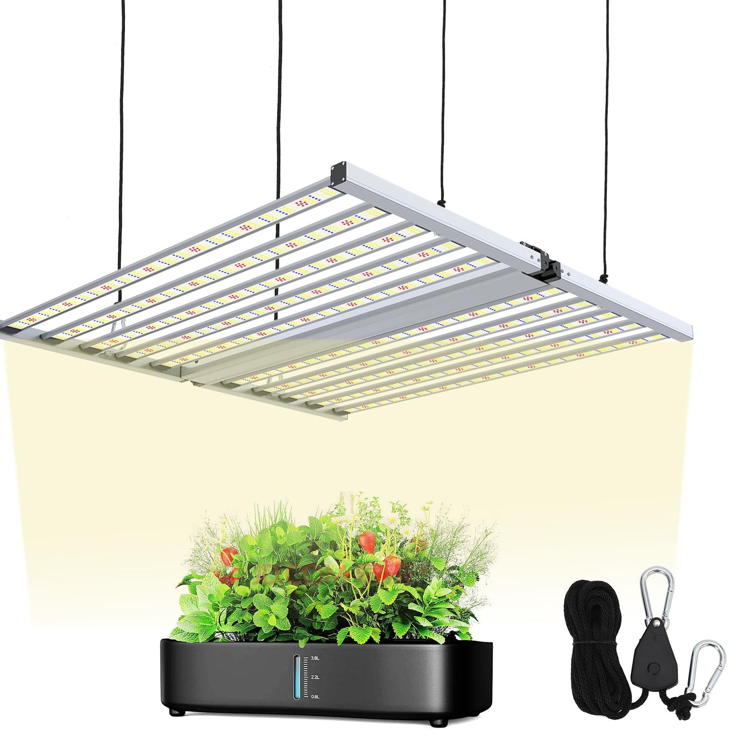 1000W Led Grow Lights, Foldable Full Spectrum Gray Light With LM281B Diodes, 10 Bars Dimmable Daisy Chain Grow Lights, Radiator, 4×4 Ft Core Coverage Commercial Grow Light for Hydroponics