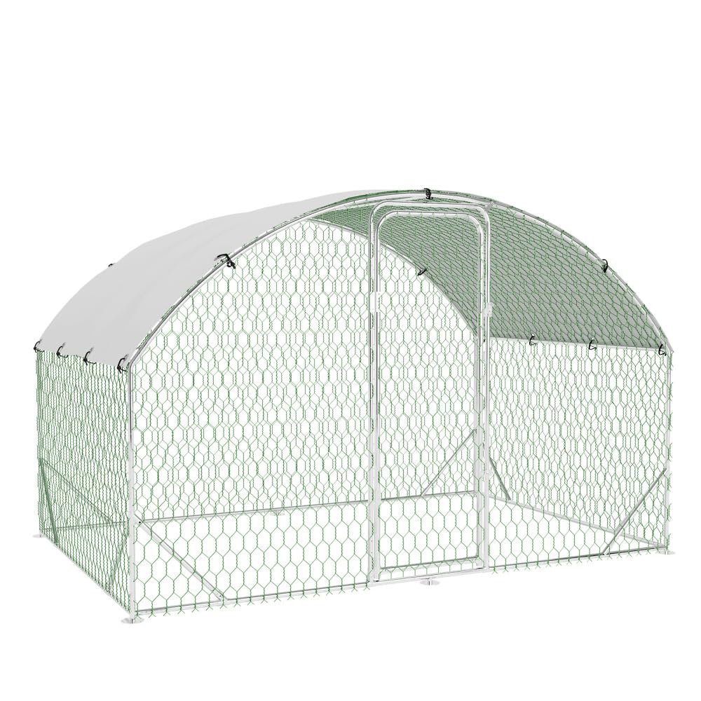 VerisShade Large Metal Chicken Coop, Upgrade Tri-Supporting Metal Chicken Run, Large Chicken Pen with Waterproof and Anti-UV Cover, for Duck Rabbit House Outdoor (9.8' W x 6.5' L x 6.5' H)