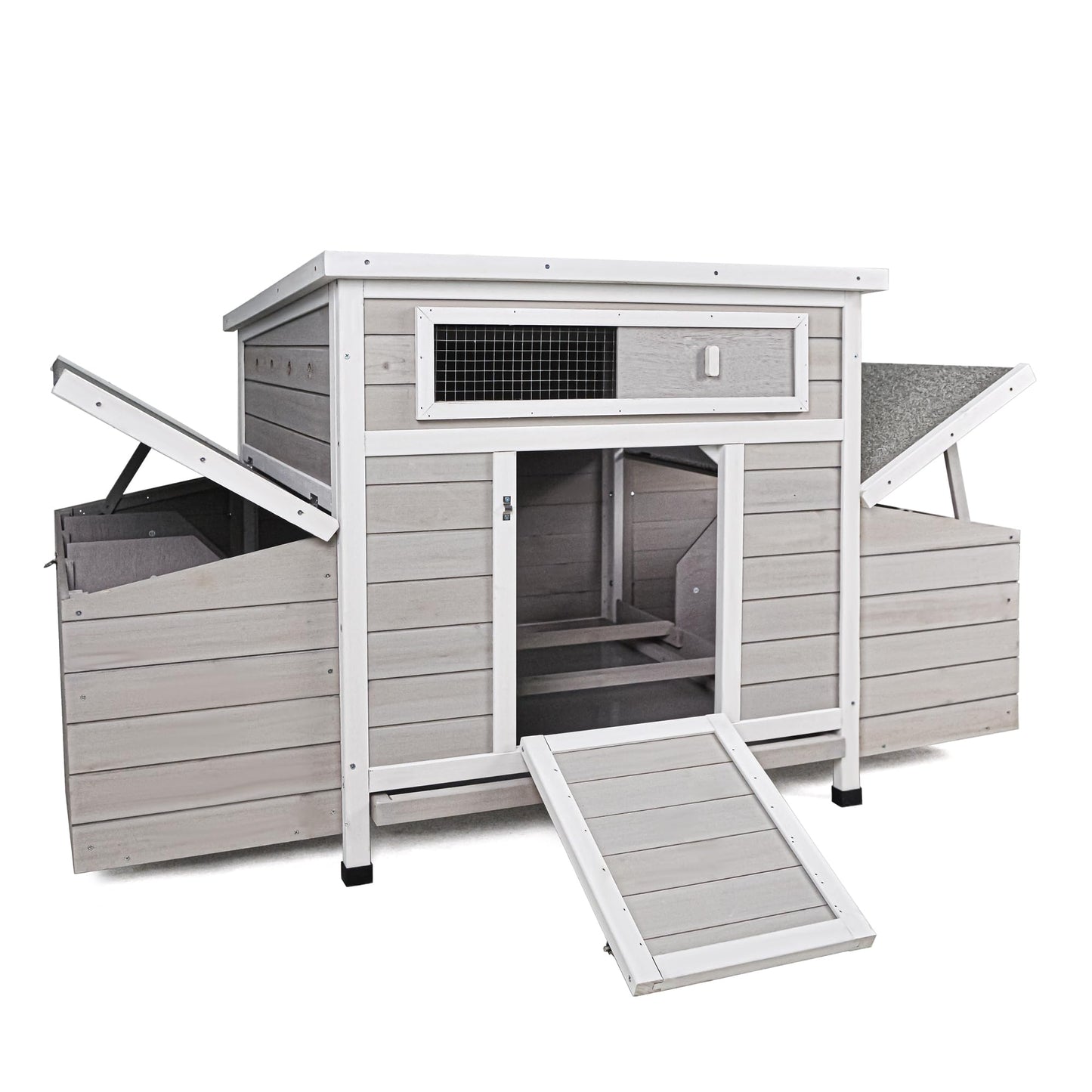 KEIKI Large Wooden Chicken Coop, Outdoor Hen House, Poultry Cage, Rabbit Hutch, Wooden Poultry Cage for Outdoor with 2 Sides Nesting Boxes