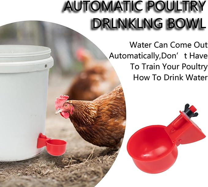 Pack of 16 Automatic Chicken Drinkers with Drill,Chicken Water Dispenser,Water Drinker,Poultry Drinker Set for Chickens, Ducks, Geese, Turkey, Pigeon TXZWJZ