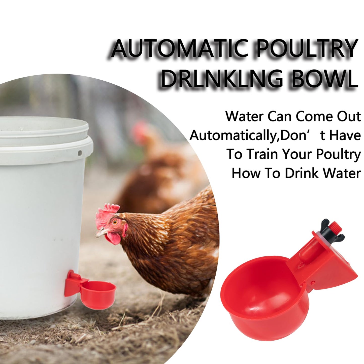Pack of 16 Automatic Chicken Drinkers with Drill,Chicken Water Dispenser,Water Drinker,Poultry Drinker Set for Chickens, Ducks, Geese, Turkey, Pigeon TXZWJZ