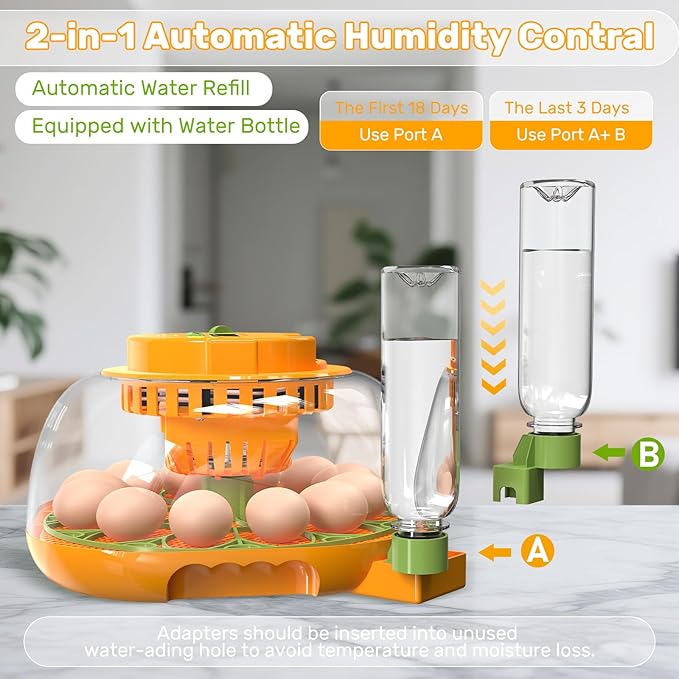 Incubators for Hatching Eggs, 12 Egg Incubator with Automatic Egg Turning and Humidity Control, Egg Candler, Auto Water Replenishment, Air Vent, for Hatching Chicken Duck Quail Goose Eggs