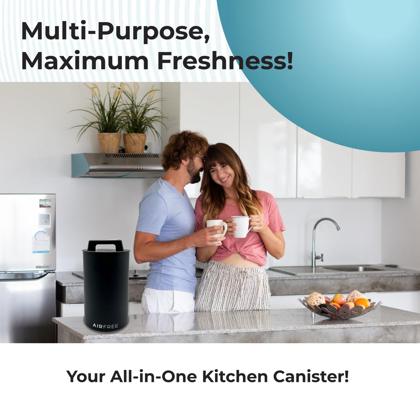 Skywin Metal Canister with Seal Lid, Black Coffee Canister, Coffee Container, Coffee Bean Storage, Vacuum Coffee Canister, Push Out Excess Air Preserve Food Freshness