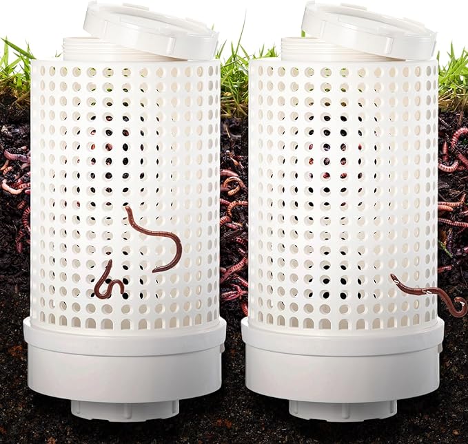 Blosssound 2 Pcs Inground Worm Composter Outdoor Farm Compost Bin Reducing Food Waste Composting Systems Sustainable Worm Composter for Raised Garden Beds at Home (11.81 x 6.3 x 6.3 Inch)