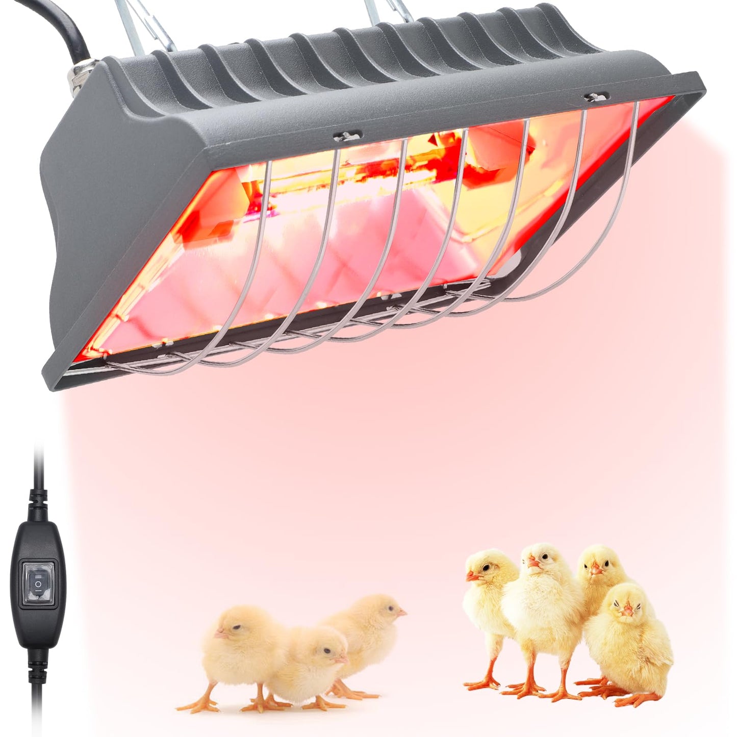 Chicken Coop Heater Lamps 250W, Upgraded Winter Brooder Heating Warmer Plate for Chicks Hens, Adjustable Temperature Hanging Heat Lamp with Lampshade and Chains for Ducks, Poultry House
