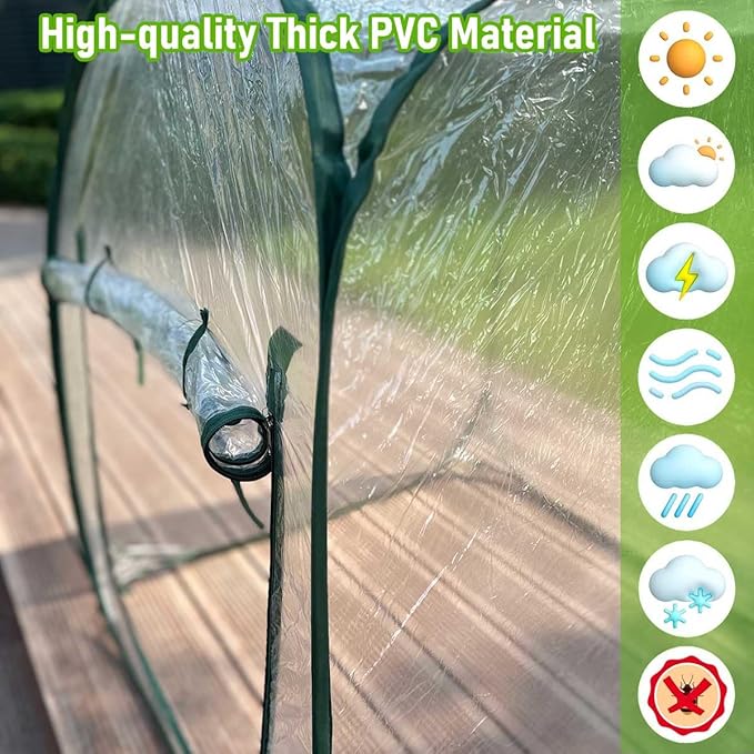 Plant Mini Greenhouse Pop Up Greenhouse Covers, Transparent Freeze Protection PVC Tent with Roll-up Zipper Entry Doors for Indoor and Outdoor Gardens Protecting Plant from Cold Frost (PVC, 39x39x39in)