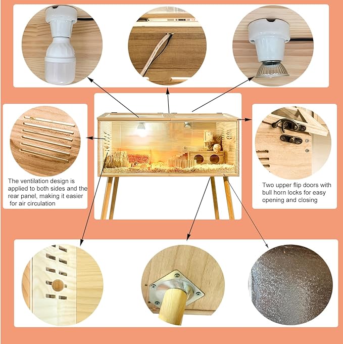 Brooder Box for Chicks,with Sliding Door,Table Legs,2 Types of Thermometer with Heat Lamp Set Suitable for Chicks/Duck/Parrot/Hamster(31.5"×15.7"×15.7")