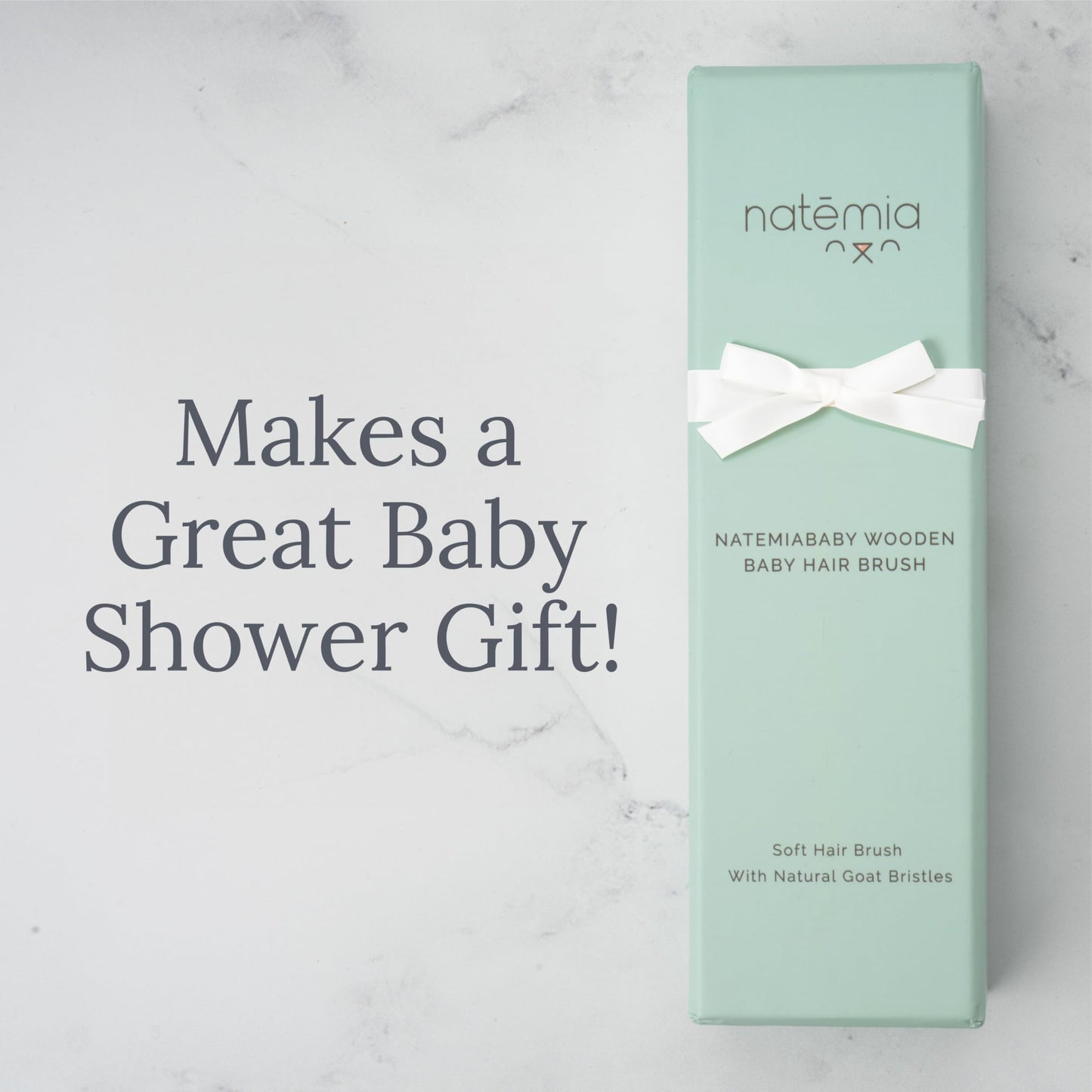 Natemia Baby Hair Brush - 1 Piece Oval, Brown - Wooden Handle & Soft Goat Bristles for Gentle Grooming & Scalp Massage - Newborn & Toddler Hair Brush for Cradle Cap Care