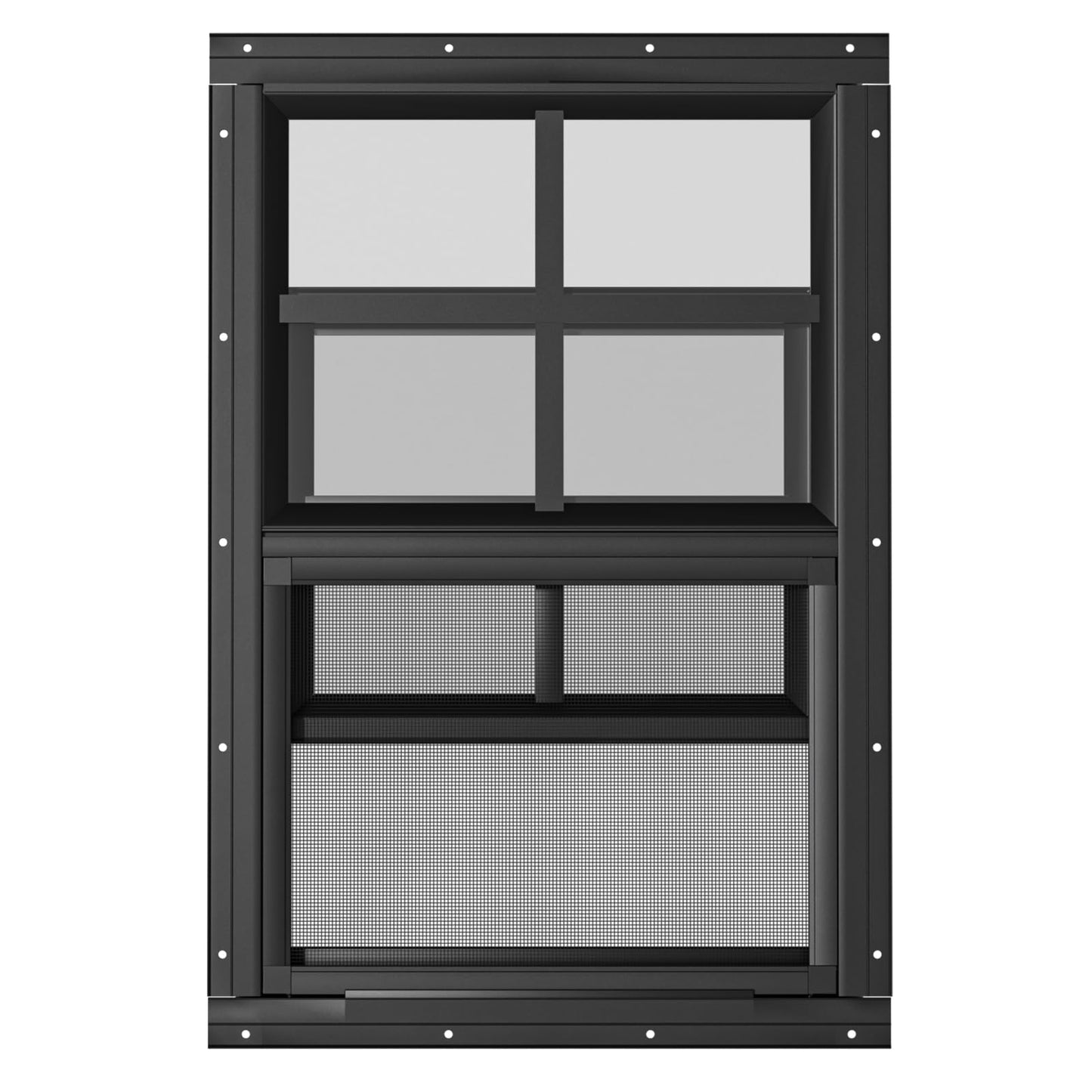 WRISIN 2 Pack Shed Windows 24" W x 36" H Flush Mount, Black Household Windows for Playhouses, Barns, Chicken Coop