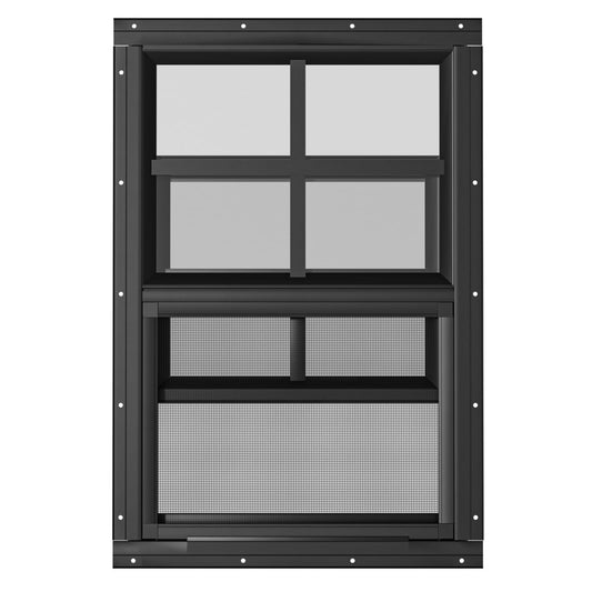 WRISIN 2 Pack Shed Windows 24" W x 36" H Flush Mount, Black Household Windows for Playhouses, Barns, Chicken Coop