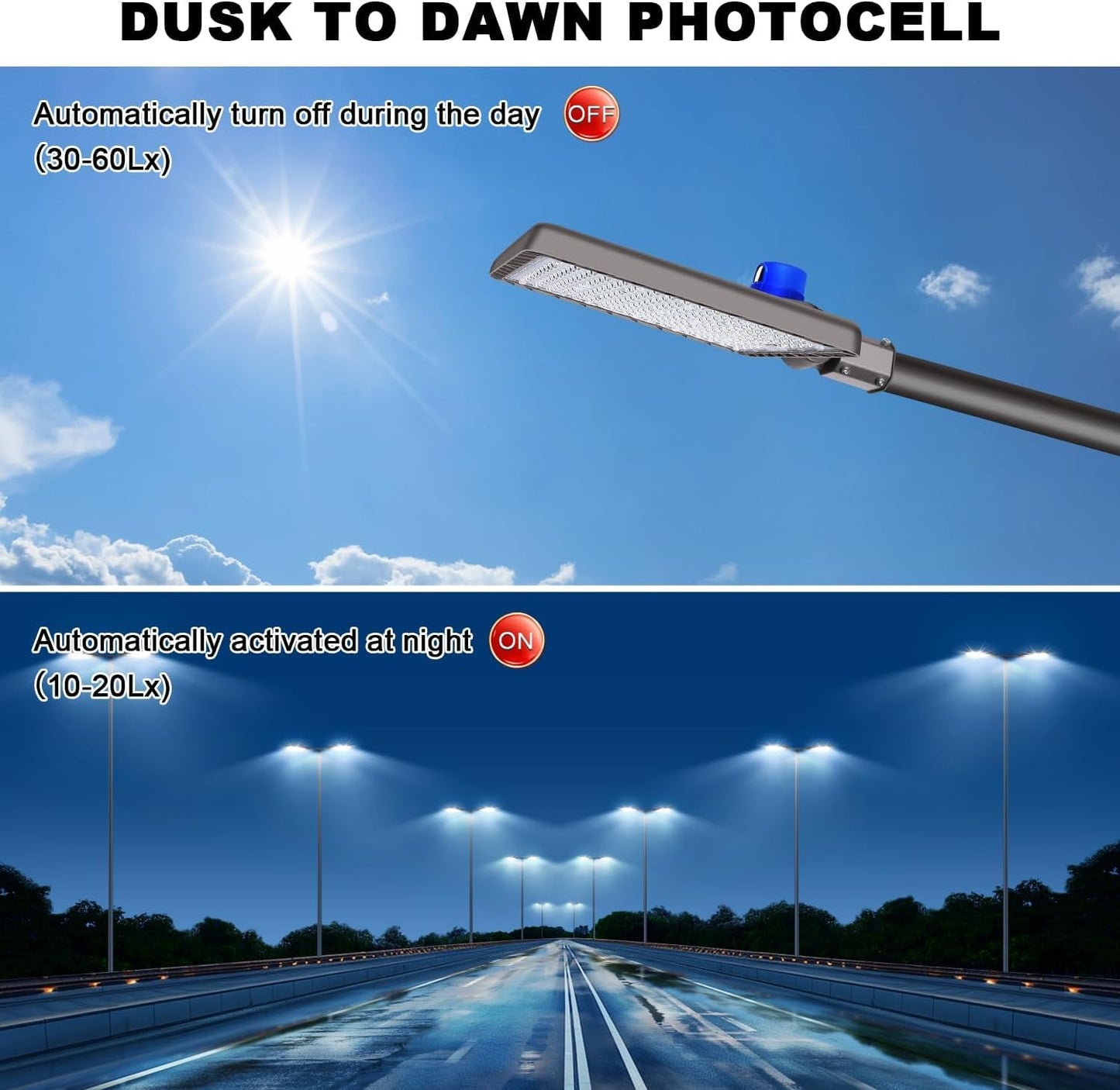 Juyace 480W LED Parking Lot Light Slip Fitter Mount Dusk to Dawn Outdoor Lighting Exterior Flood Commercial Outside IP65 Waterproof 100-277V Security 2 Pack