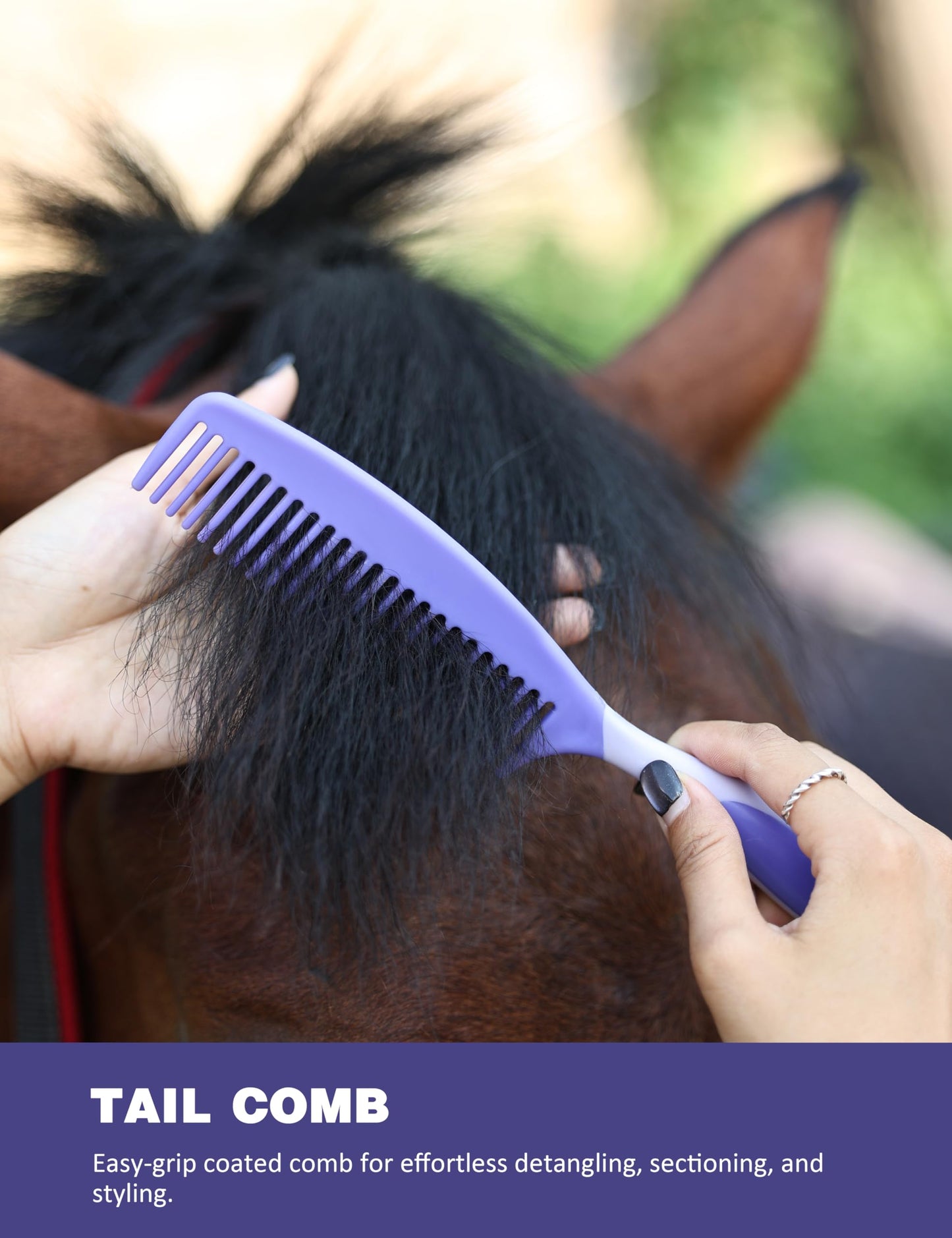 Furrishine 11PCS Horse Grooming Kit Curry Comb Sweat Scraper Horse Bathing Supplies Grooming Tools with Storage Bag Sugar Taro