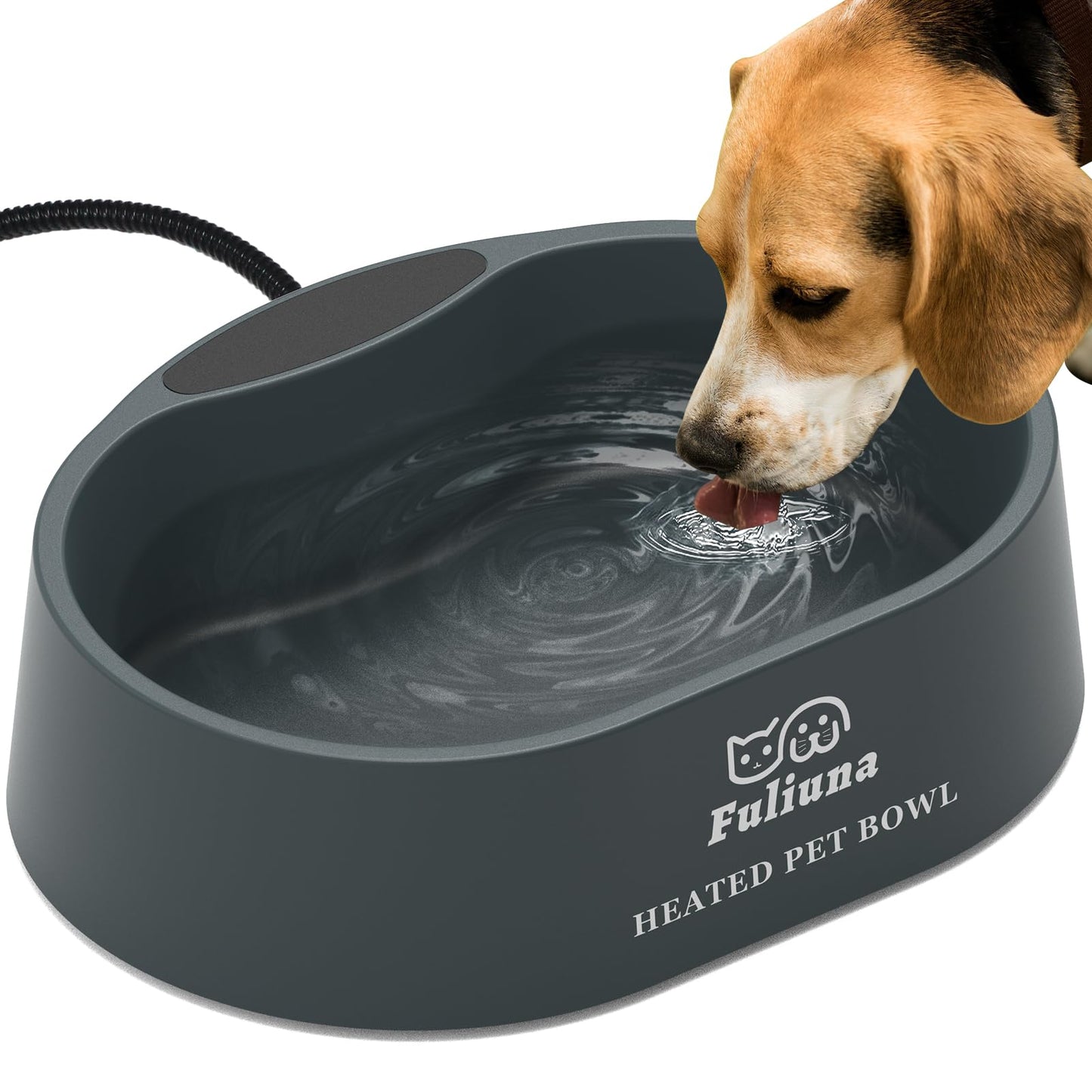 Alpcouts Heated Water Bowl for Dog & Cat, Outdoor Heated Pet Bowl with Anti Chew Cord, Large Heated Dog Bowl Provides Drinkable Water in Winter for Dogs Cats Chickens Birds,0.98 Gallon/125 OZ,35 Watts