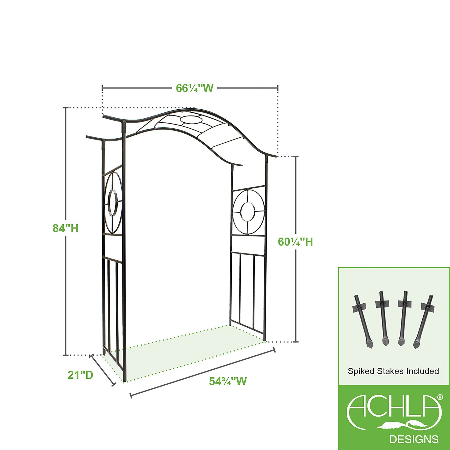 Achla Designs Tuscany Arbor Wrought Iron Garden Arch