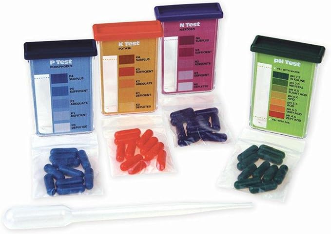 Rapitest Soil Test Kit for Gardens, Vegetables, Flowers and Lawns. USA designed and assembled soil tester completely, quickly and accurately measures/analyzes soil pH acidity and garden nutrients