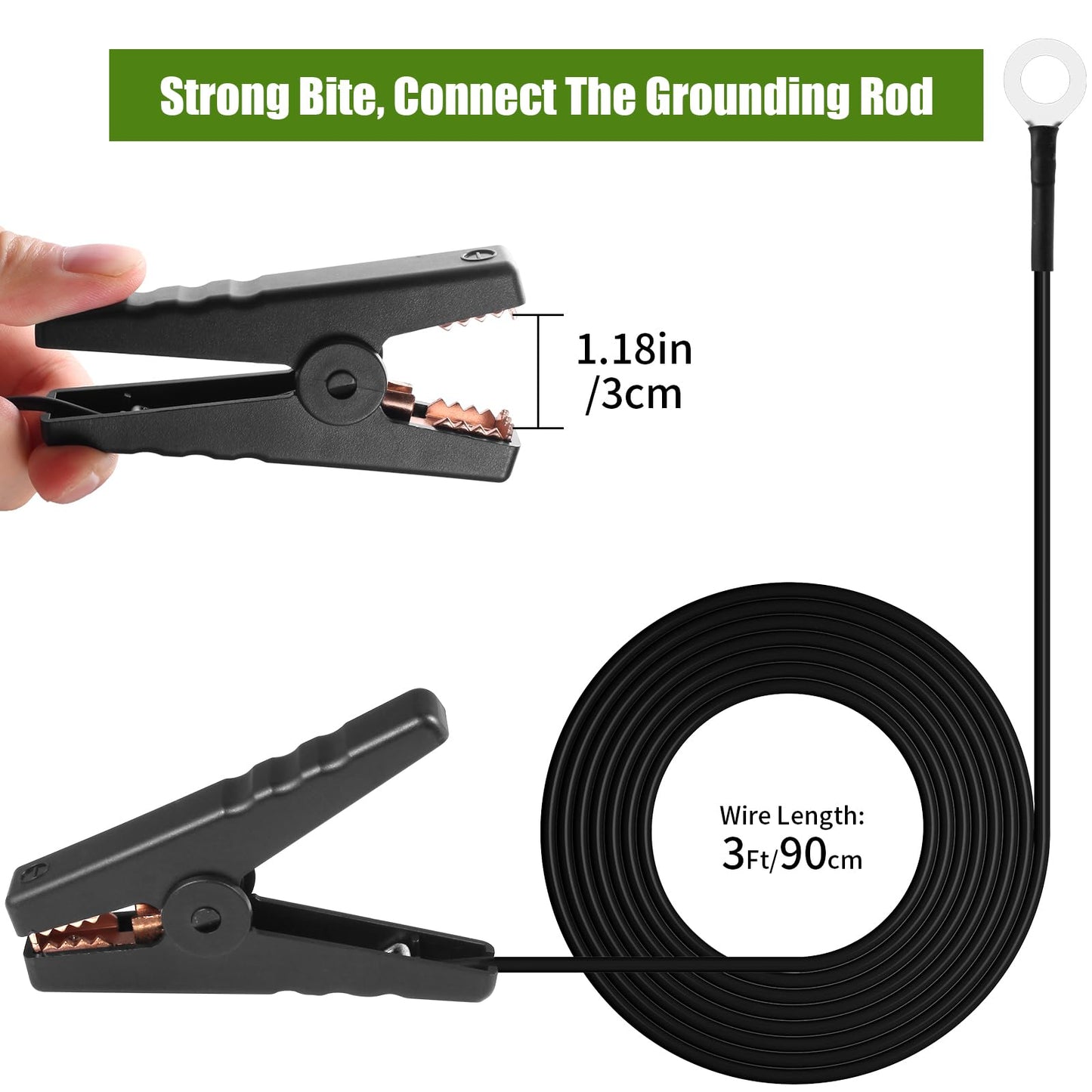Btanadi 2Pcs 3Ft Electric Fence Wire, Solar Fence Charger Electric Fence Kit Connect Electric Fence Jumper Leads Cable with Crocodile Clip for Electric Fence Connectors Solar Electric Fence