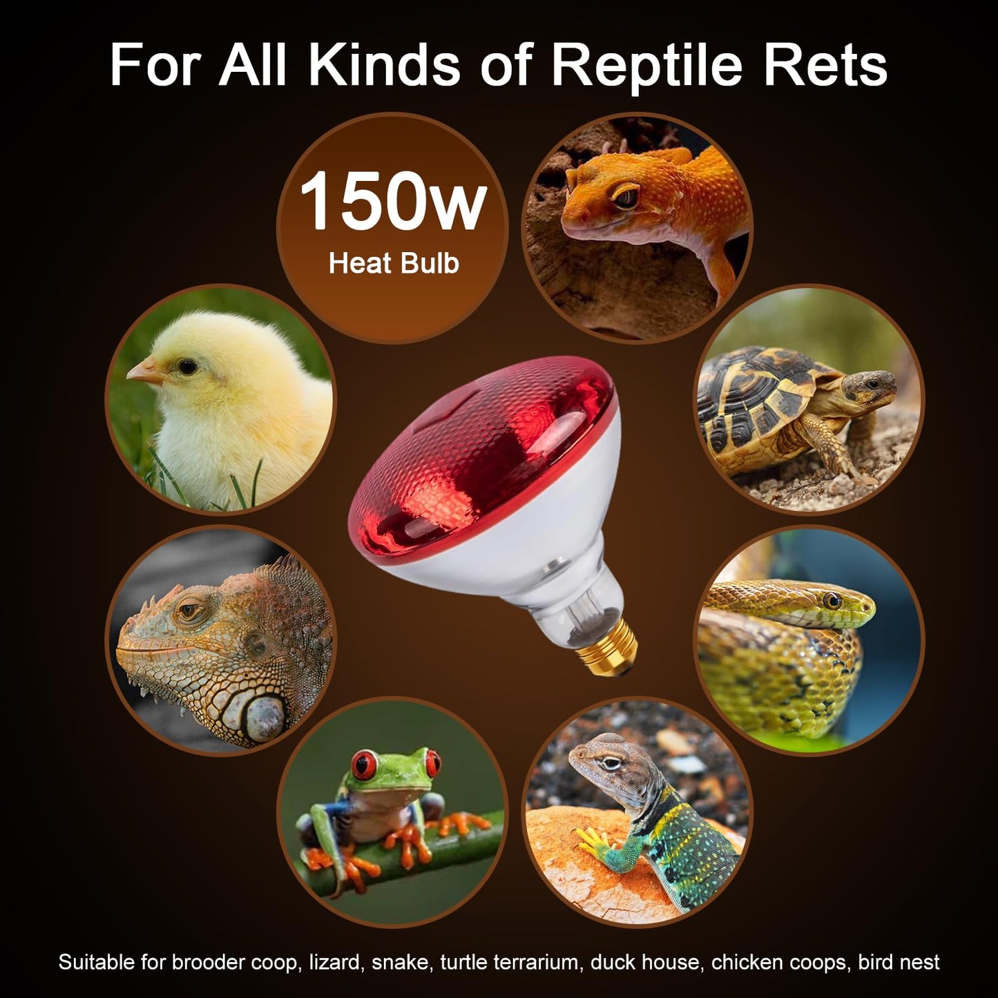 MISDOOD Infrared Heat Lamp for Chickens, 150 Watts Red Heat Lamp Bulb, Heat Light Bulb for Brooder Coop, Food Service, Chicks, Pet, Reptile, 1 Pack