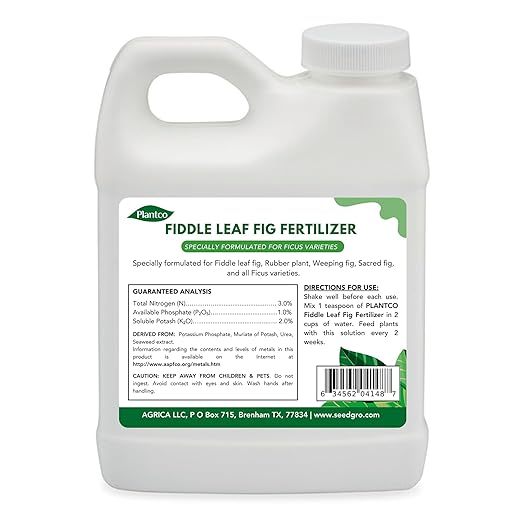 Fiddle Leaf Fig Fertilizer 3-1-2 - Liquid Fertilizer for FLF and Ficus Trees - Quick Results and Fast-Acting Nutrients | Makes up to 192 Cups of Fig Tree Plant Food with Micronutrients