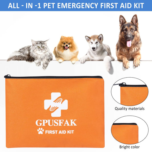 GPUSFAK Pet First Aid Kit for Dogs & Cats - Dog First Aid Kit Pet Emergency Kit with First Aid Supplies for Home Camping Hiking Traveling