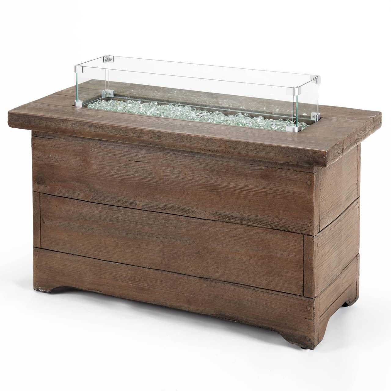 Bluegrass Living HF42603 Barnyard Style Propane Fire Pit Table for Patio and Deck Use, MGO Construction, Includes Glass Beads and Protective Cover, 42 Inch x 20 Inch, Gray