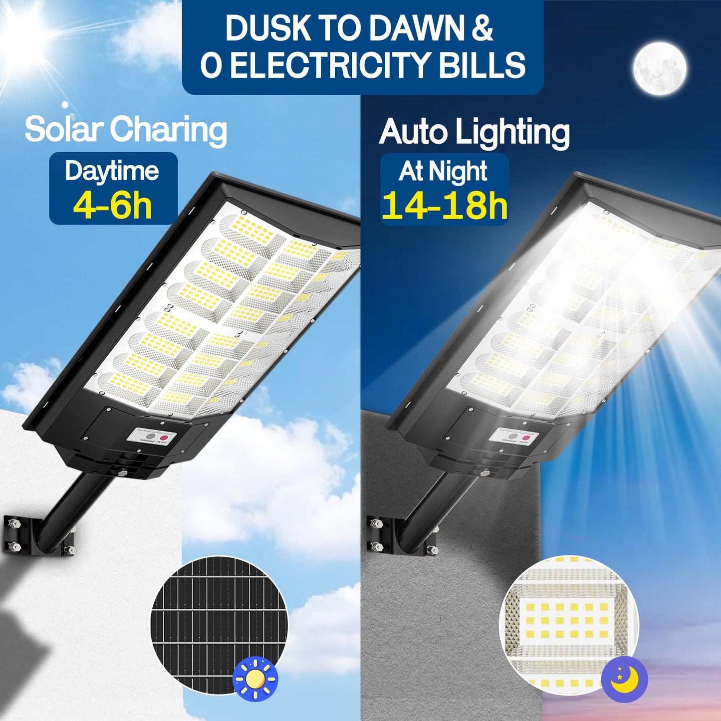 Leadzon 2Pack Medium Modular Solar Street Light+2Pack Large Unified Solar Street Light
