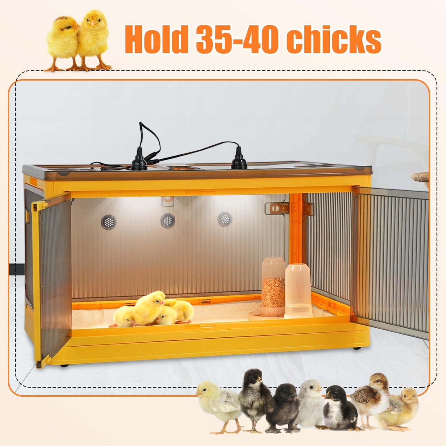 PKNYBZH Chick Brooder Box for Chicks with Feeder and Waterer, Chicken Brooder Heater Warms up to 30 Chicks, Poultry Breeding Box Suitable for Chick Duckling Parrot Lizard (28" L x 19" W x 15" H)