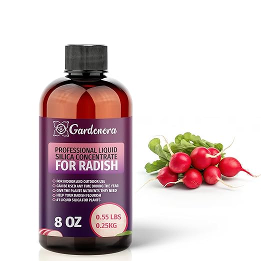 𝐏𝐑𝐄𝐌𝐈𝐔𝐌 Liquid Silica Plant Supplement - 8oz (250mL) - Radish Plants Liquid Silica Boost Fertilizer - Stronger Stems & Healthy Leaves for Indoor & Outdoor Radish Plants (Makes 45 Gallons)