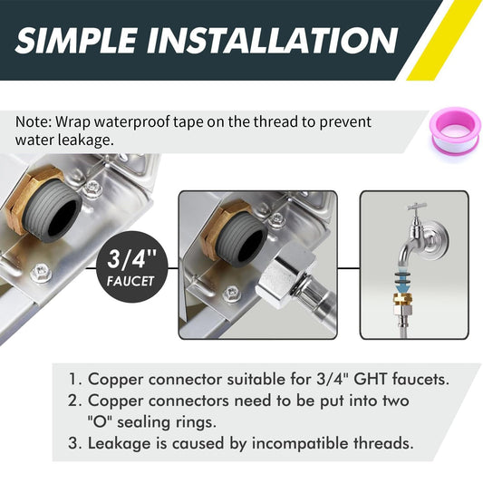 SUPERPAWS Automatic Chicken Water Dispenser Large 304 Stainless Steel Duck Waterer Outdoor Heavy-Duty Self Refilling Watering System with Installation Accessories Cleaning Brush