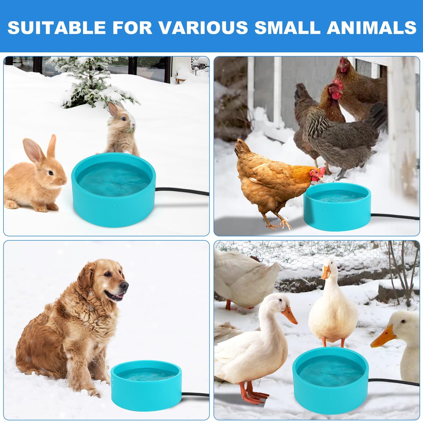 3.2L Heated Water Bowl for Pets, Outside Heated Dog Bowl, Large Heated Dog Water Bowl Outdoor, Thermostatic Control Heated Cat Bowl, Anti-Freeze Heated Pet Water Bowl for Chicken,Duck,Goose,Rabbit
