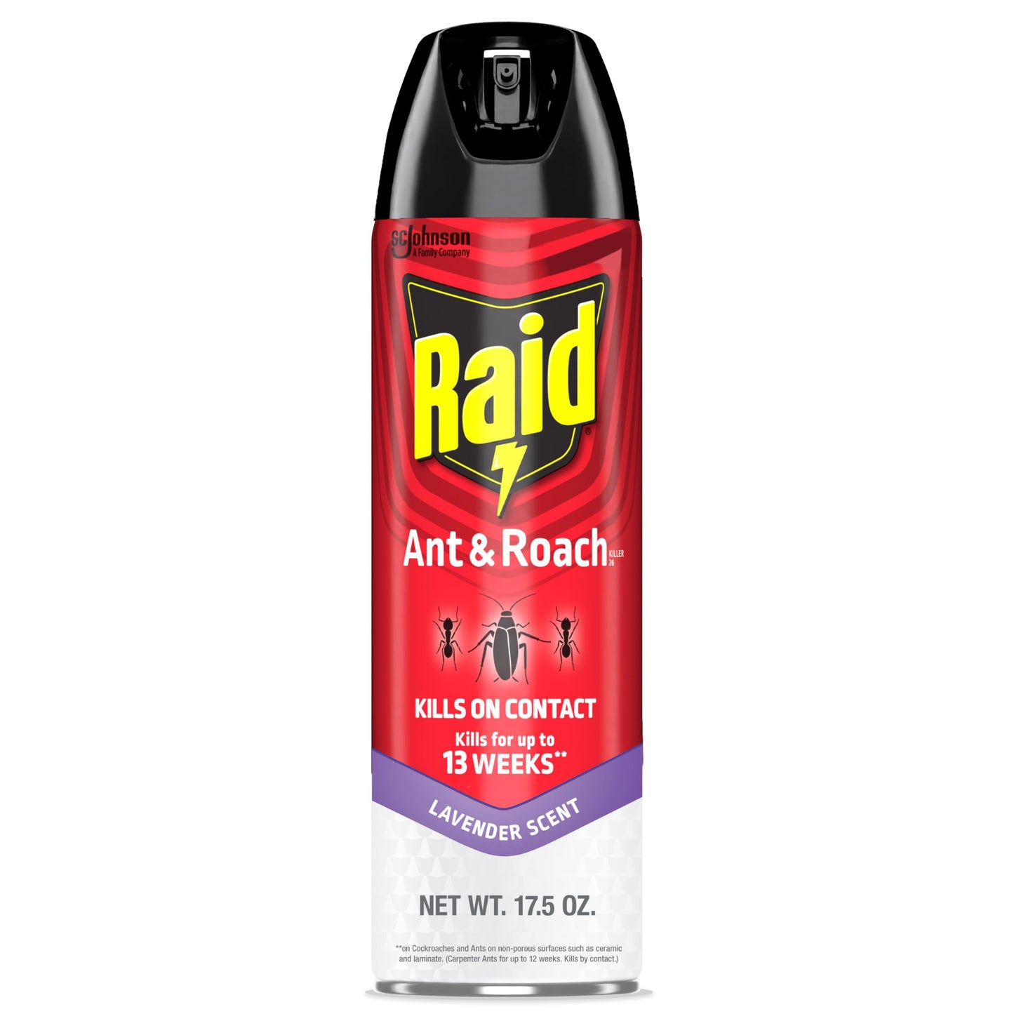 Raid Ant & Roach Killer Spray for Listed Bugs, Keeps Killing for Weeks, Lavender Scent, 17.5 oz